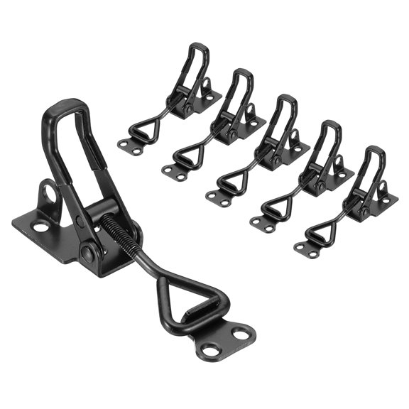 Uxcell 8pcs Adjustable Toggle Clamp M5x25mm 220bs 4001 Style w Lock Hole, Black