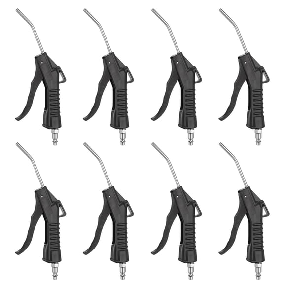 Uxcell 8pcs Air Blow Gun High Flow Air Compressor Blow Gun with 1/4" NPT Male Air Plug and Angled Bent for Industrial
