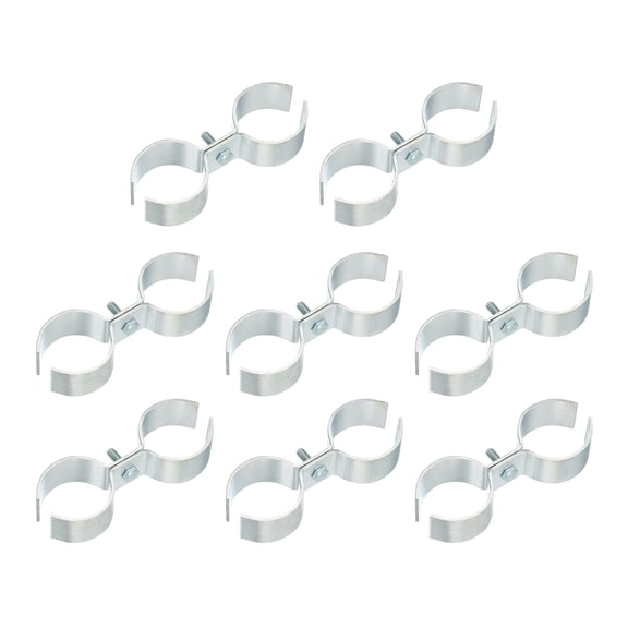 Uxcell 8pcs Chain Link Fence Panel Clamps 1-7/8" Galvanized Dog Kennel Clamps Fence Connector Temporary Dog Cage Hardware Parts with Bolts and Nuts for Round Pipe Panel Frame Cage
