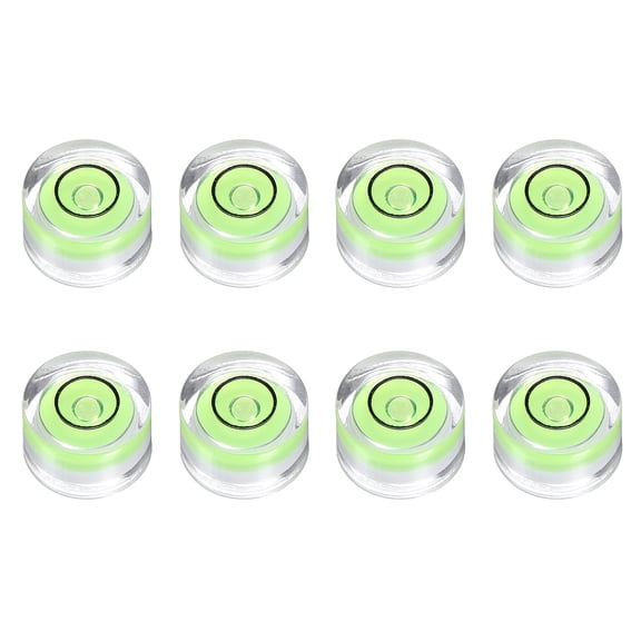 Uxcell 8pcs Circular Bubble Spirit Level 10x6mm Mini Round Bubble Spirit Level Little Measuring Layout Tools for TV Industrial Carpentry Picture Frame, Green/Black