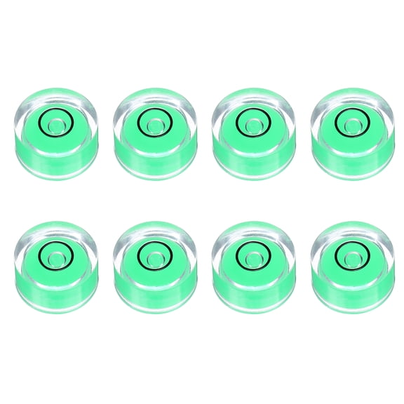 Uxcell 8pcs Circular Bubble Spirit Level 12x6mm Mini Round Bubble Spirit Level Little Measuring Layout Tool for TV Industrial Carpentry Picture Frame, Green/Black