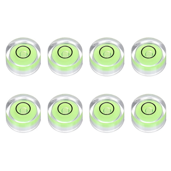 Uxcell 8pcs Circular Bubble Spirit Level 12x6mm Mini Round Bubble Spirit Level Little Measuring Layout Tools for TV Industrial Carpentry Picture Frame, Green/Black