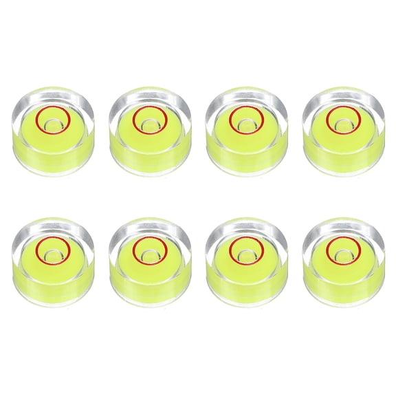 Uxcell 8pcs Circular Bubble Spirit Level 12x6mm Mini Round Bubble Spirit Level Little Measuring Layout Tools for TV Industrial Carpentry Picture Frame, Yellow/Red