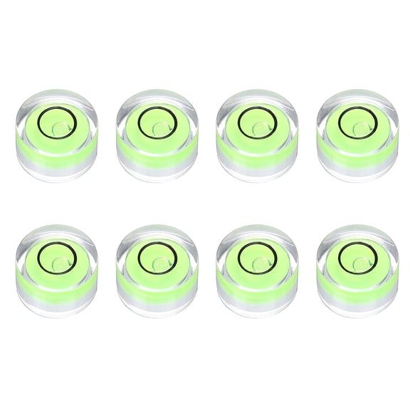 Uxcell 8pcs Circular Bubble Spirit Level 12x7mm Mini Round Bubble Spirit Level Little Measuring Layout Tools for TV Industrial Carpentry Picture Frame, Green/Black