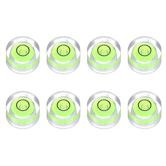 Uxcell 8pcs Circular Bubble Spirit Level 13x7mm Mini Round Bubble Spirit Level Little Measuring Layout Tools for TV Industrial Carpentry Picture Frame, Green/Black