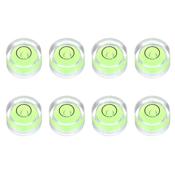Uxcell 8pcs Circular Bubble Spirit Level 14x8mm Mini Round Bubble Spirit Level Little Measuring Layout Tools for TV Industrial Carpentry Picture Frame, Green/Black