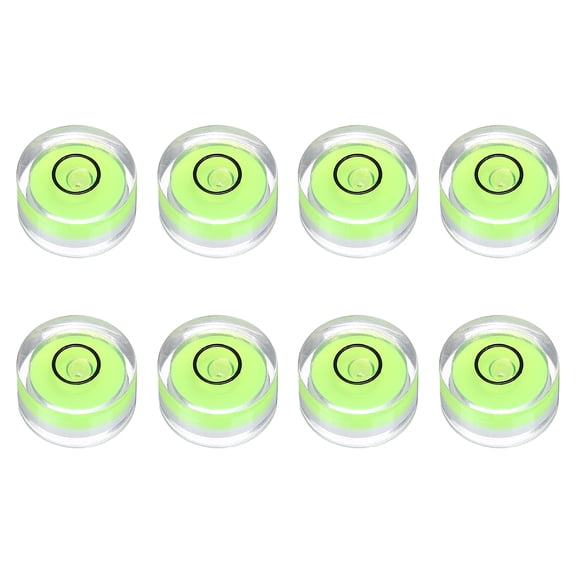Uxcell 8pcs Circular Bubble Spirit Level 15x8mm Mini Round Bubble Spirit Level Little Measuring Layout Tools for TV Industrial Carpentry Picture Frame, Green/Black