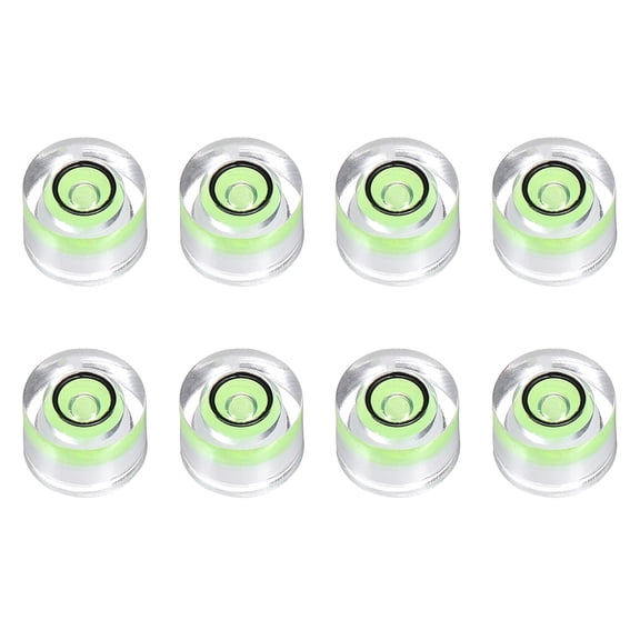 Uxcell 8pcs Circular Bubble Spirit Level 8x5.5mm Mini Round Bubble Spirit Level Little Measuring Layout Tools for TV Industrial Carpentry Picture Frame, Green/Black