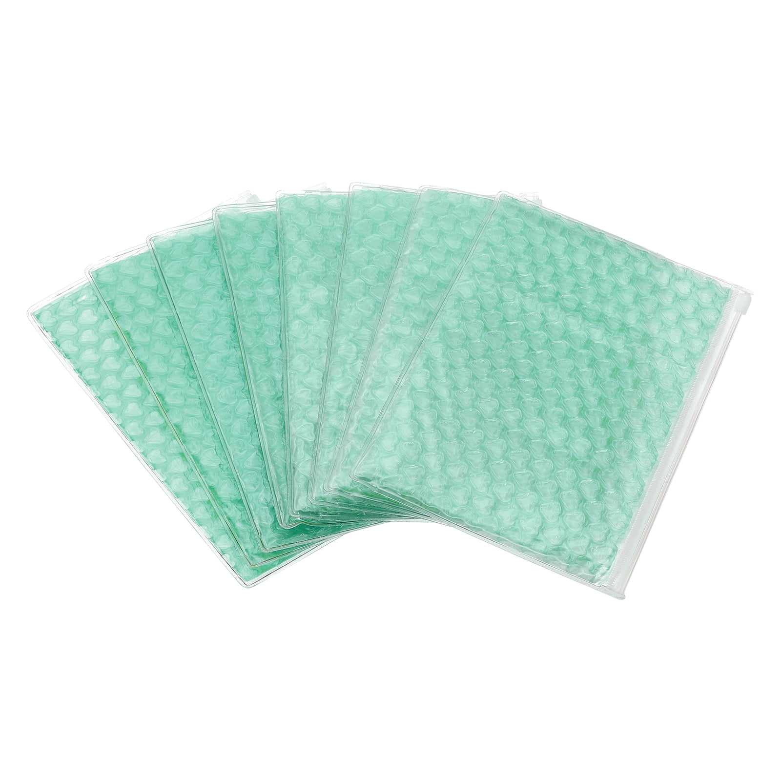 Uxcell 8Pcs Clear Heart Bubble Pouches Zipper Cushioning Bag 5.91x8.66" Lightweight Mailing Storagee Green