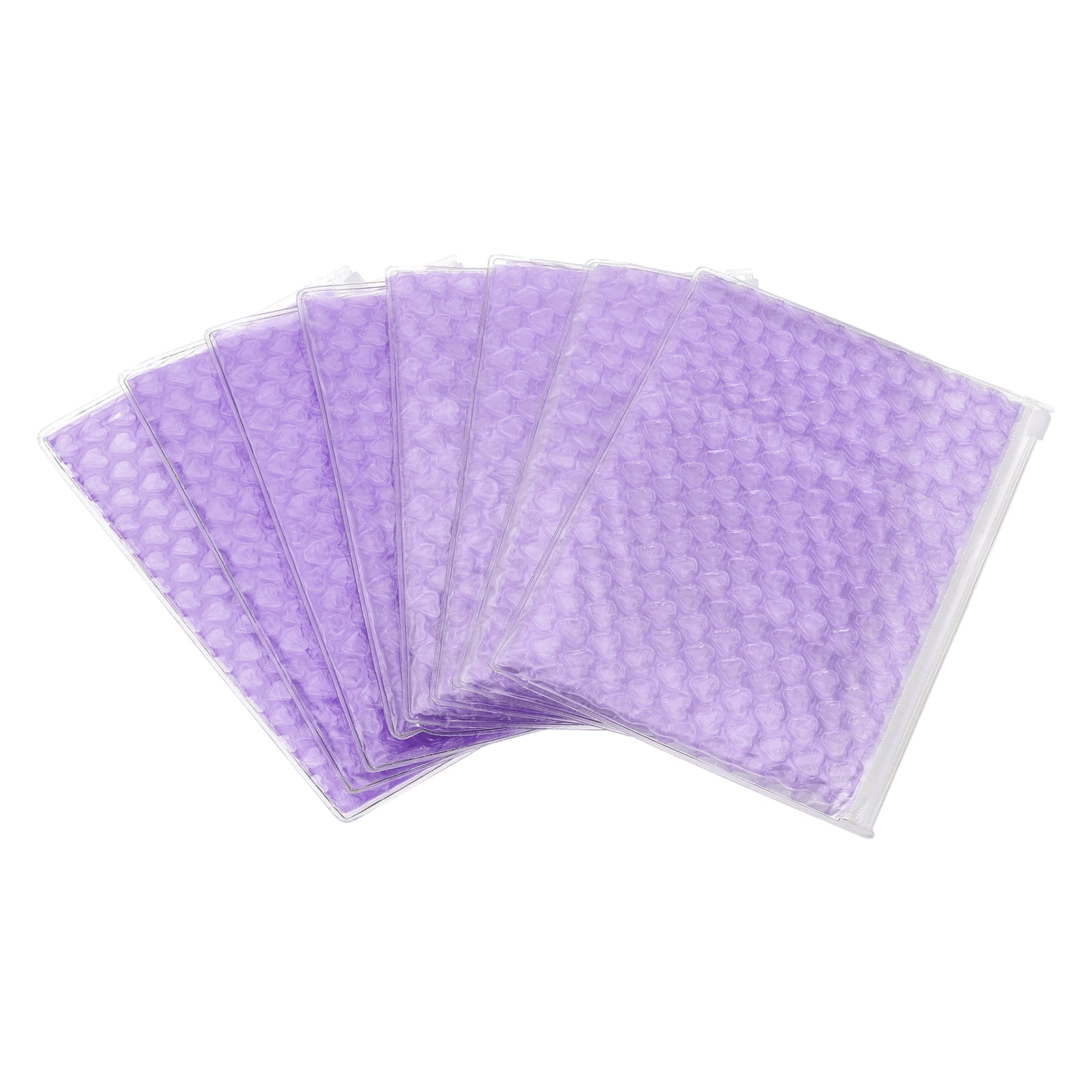 Uxcell 8Pcs Clear Heart Bubble Pouches Zipper Cushioning Bag 5.91x8.66" Lightweight Mailing Storagee Purple