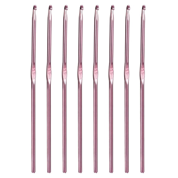 Uxcell 8pcs Crochet Hooks Set, 3.5mm Aluminum Alloy Crochet Needles Kit for Crochet Hook Lovers, Rose Pink