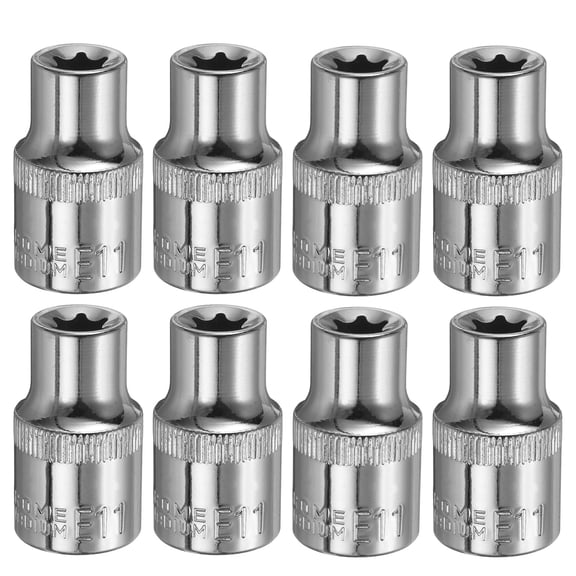 Uxcell 8pcs E-Torx Socket 1/2" Drive E11 External Torx Deep Socket CR-V Star Socket 1.5" Length