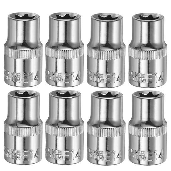Uxcell 8pcs E-Torx Socket 1/2" Drive E14 External Torx Deep Socket CR-V Star Socket 1.5" Length