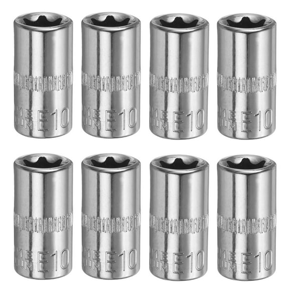 Uxcell 8pcs E-Torx Socket 1/4" Drive E10 External Torx Deep Socket CR-V Star Socket 1" Length