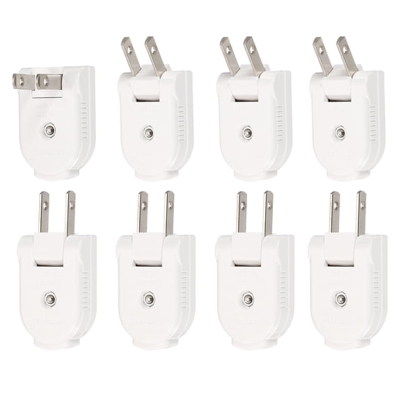 Uxcell 8pcs Extension Cord Replacement Male Plug, 2 Prong Replacement Plug Rotatable for Small Appliances Strips Lamps, White