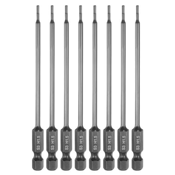 Uxcell 8pcs Flat Hex Screwdriver Bit H1.5 Magnetic Tip 1/4" Hex Shank 4" Long S3 Steel