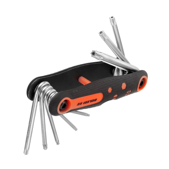 Uxcell 8pcs Folding Hex Key Wrench T9-T40 Torx Star Portable Fold-up Wrenches with Rubber Handle