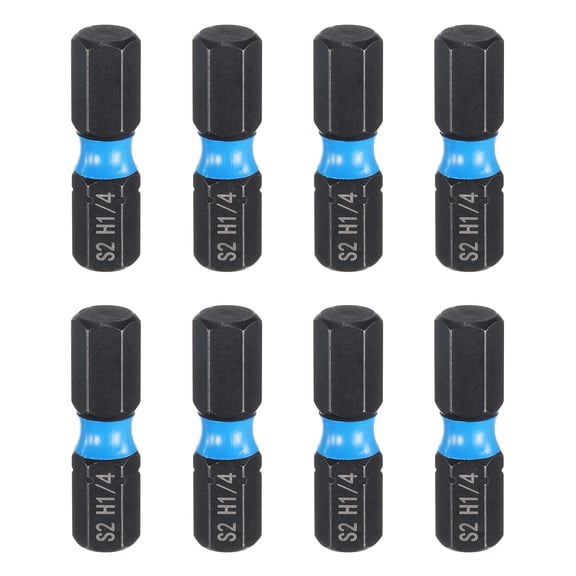 Uxcell 8pcs H1/4 SAE Hex Screwdriver Bit 1/4" Hex Shank 25mm/1" Length Magnetic Hexagon Head Hex Bits S2 Steel Screw Driver Bit Industrial Grade Electric Drill Bits