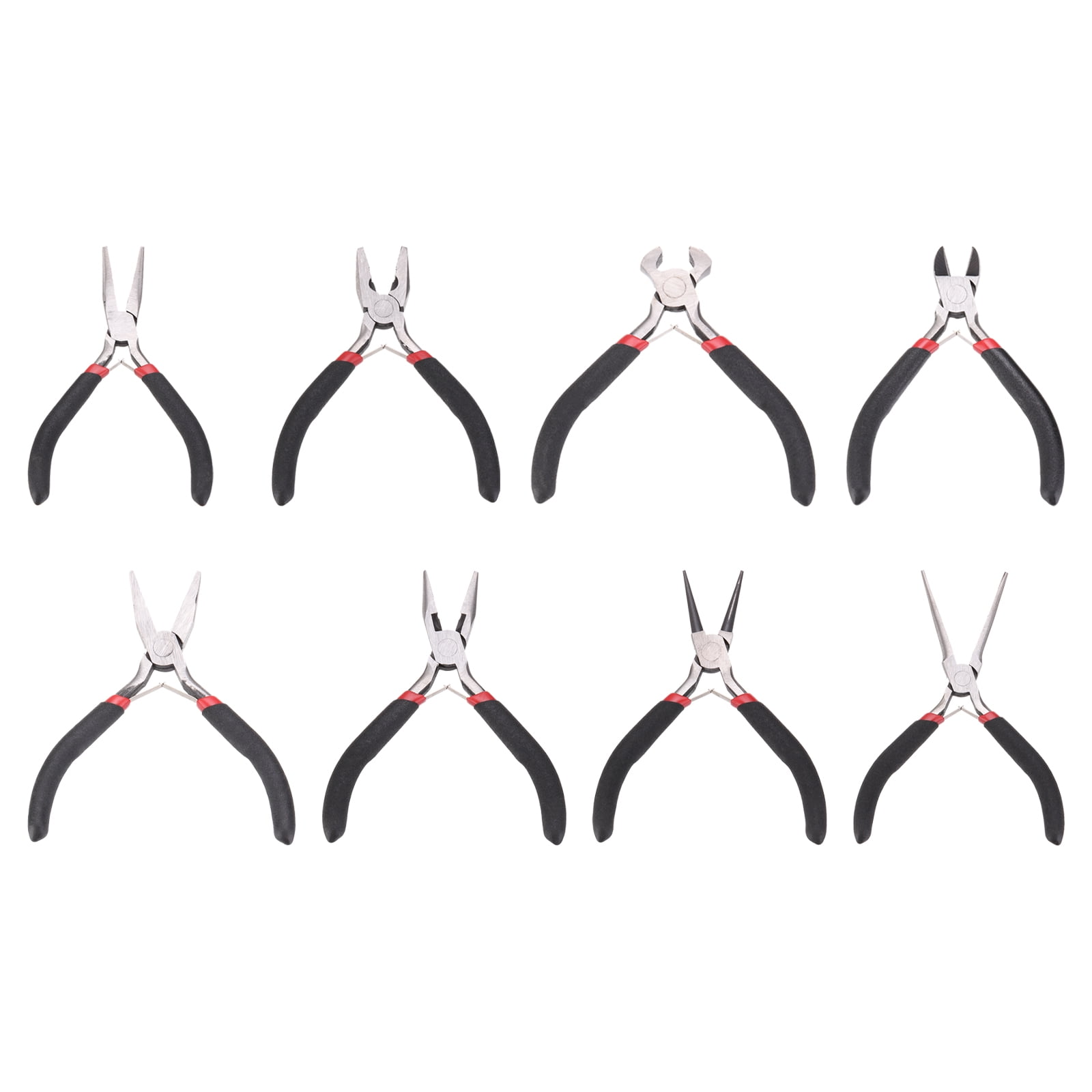Uxcell 8pcs Jewelry Pliers Kits Jewelry Making Pliers Tool Needle/Round/End Cutter/Bent/Long/Flat Nose Pliers Wire Cutter & Diagonal Cutter for  Tool Hobby Craft