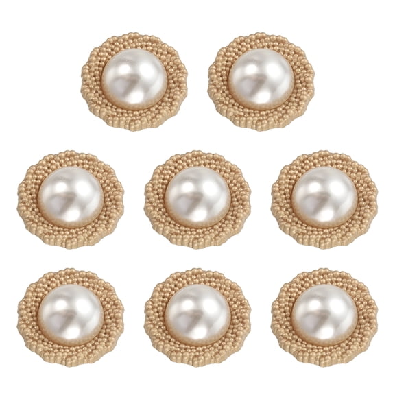 Uxcell 8pcs Metal Button 20mm Round Pearl Sewing Buttons for Jacket Coat, Gold