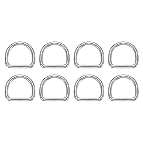 Uxcell 8pcs Metal D Ring ( 1"- 25mm) - 304 Stainless Steel 4mm Thick D Buckle Solid Welded Flat Dee Ring, for Backpack Wallets Leather Straps Webbing Pet Collars, Silver