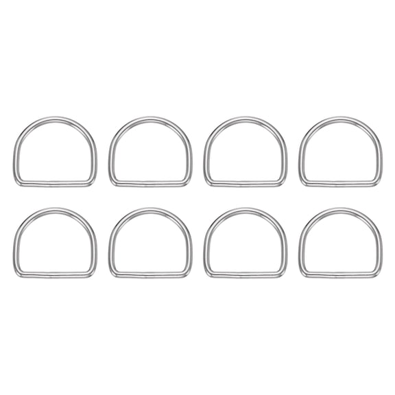 Uxcell 8pcs Metal D Ring ( 1-3/16"- 30mm) - 304 Stainless Steel 3mm Thick D Buckle Solid Welded Flat Dee Ring, for Backpack Wallets Leather Straps Webbing Pet Collars, Silver