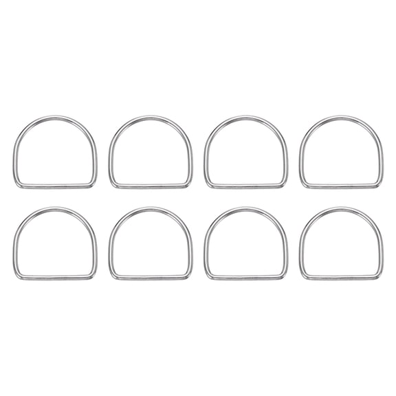 Uxcell 8pcs Metal D Ring ( 1-9/16"- 40mm) - 304 Stainless Steel 3mm Thick D Buckle Solid Welded Flat Dee Ring, for Backpack Wallets Leather Straps Webbing Pet Collars, Silver