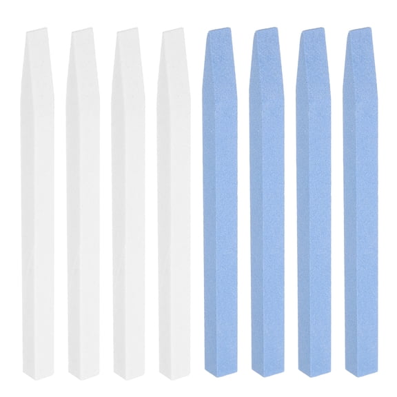 Uxcell 8pcs Pumice Stone Nail File, Pumice Nail Polishing Stick Cuticle Remover Pusher, Professional Quartz Stone Filing Tool, White,Blue
