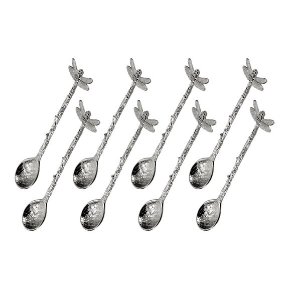 Uxcell 8pcs Retro Dragonfly Spoon, 4.3 Inch Coffee Spoon, Stirring Spoon, Tea Spoon, Dessert Spoon, Straight Handle Spoon Kitchen Gadget, Black