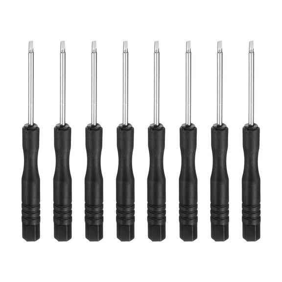 Uxcell 8pcs SL1.5 Mini Flat Head Screwdriver 3.07" Length Screwdrivers 1.8" Carbon Steel with Ergonomic Handle for DIY Repairing, Black