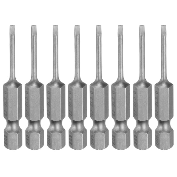 Uxcell 8pcs SL2 Slotted Screwdriver Bits 2mm Slotted Tip 1/4" Hex Shank 50mm (2") Long Magnetic Flat Head S2 Steel Screw Driver Drill Bits Industrial Power Screwdriver Bit