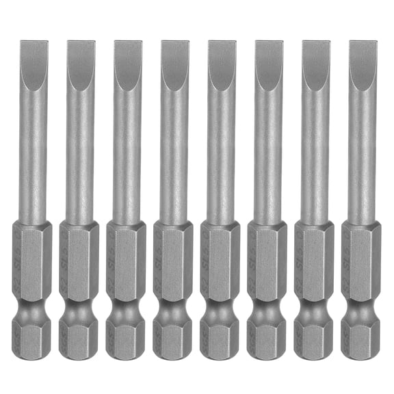 Uxcell 8pcs SL5 Slotted Screwdriver Bits 5mm Slotted Tip 1/4" Hex Shank 65mm (2.56") Long Magnetic Flat Head S2 Steel Screw Driver Drill Bits Industrial Power Screwdriver Bit