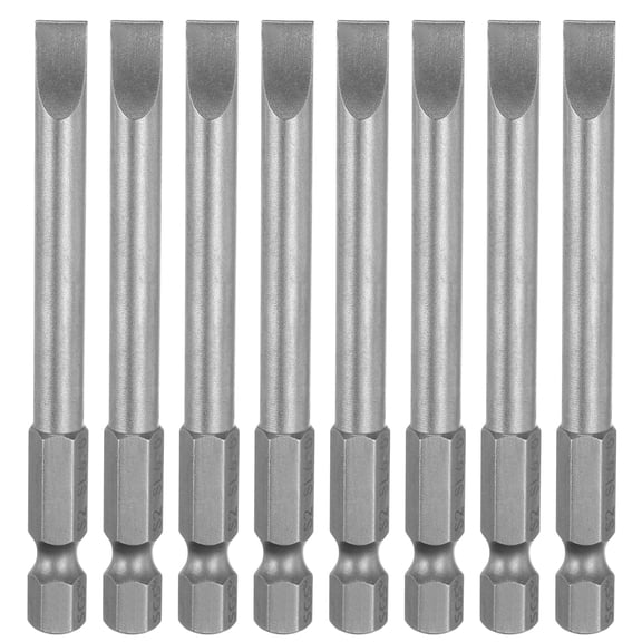 Uxcell 8pcs SL6 Slotted Screwdriver Bits 6mm Slotted Tip 1/4" Hex Shank 75mm (3") Long Magnetic Flat Head S2 Steel Screw Driver Drill Bits Industrial Power Screwdriver Bit