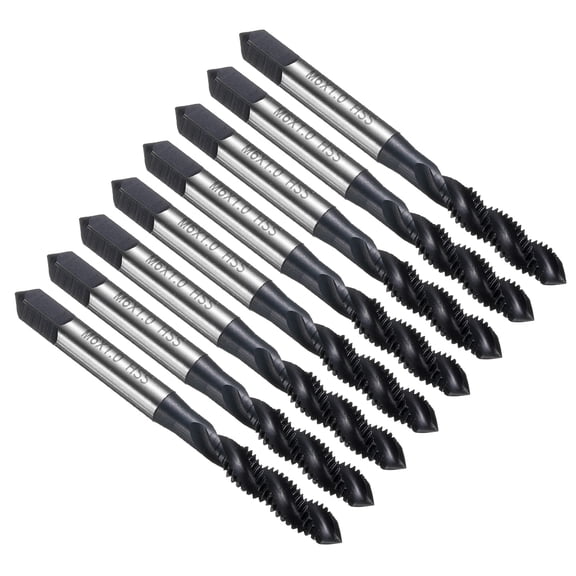 Uxcell 8pcs Spiral Flute Thread Taps M6 x 1 H2 Metric Machine Threading Tap Bit, Nitrided Coated Screw Tapping Repair Tool, M2 High-Speed Steel (HSS6542)