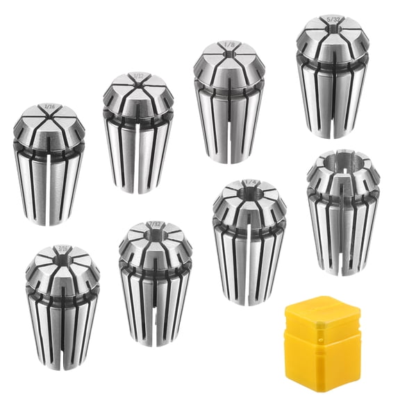 Uxcell 8pcs Spring Collet Chuck ER16 1/16" - 1/4" 65Mn Spring Steel Precision Router Collets for CNC Engraving Milling Lathe Tool