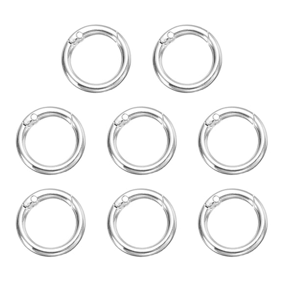 Uxcell 8pcs Spring O Ring Clip, Metal Spring Clasp Key Ring, 27mm Snap Buckle Accessories for DIY Crafts, Silver