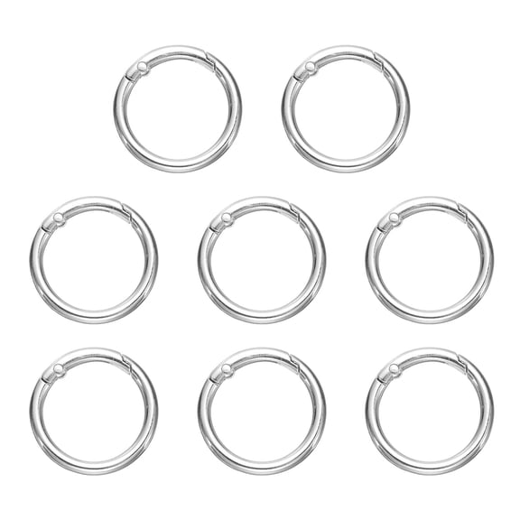 Uxcell 8pcs Spring O Ring Clip, Metal Spring Clasp Key Ring, 32mm Snap Buckle Accessories for DIY Crafts, Silver
