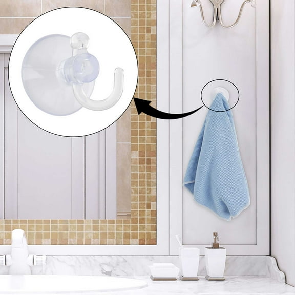 Uxcell 8pcs Suction Cup with Plastic Hook 1.2" Diameter Clear Glass Window Wall Sucker Ceiling Hooks Hanger Kitchen