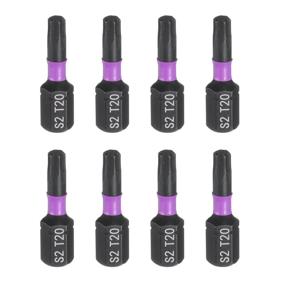 Uxcell 8pcs T20 Torx Screwdriver Bit 1/4" Hex Shank 25mm/1" Length Magnetic Star 6 Point Head Hex Bits S2 Steel Screw Driver Bit Industrial Grade Electric Drill Bits