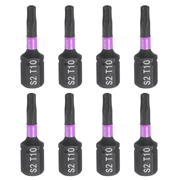 Uxcell 8pcs TT10 Torx Screwdriver Bit 1/4" Hex Shank 25mm/1" Length Magnetic Star 6 Point Head Hex Bits S2 Steel Screw Driver Bit with Hole Industrial Grade Electric Drill Bits