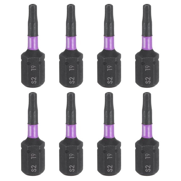 Uxcell 8pcs TT9 Torx Screwdriver Bit 1/4" Hex Shank 25mm/1" Length Magnetic Star 6 Point Head Hex Bits S2 Steel Screw Driver Bit with Hole Industrial Grade Electric Drill Bits