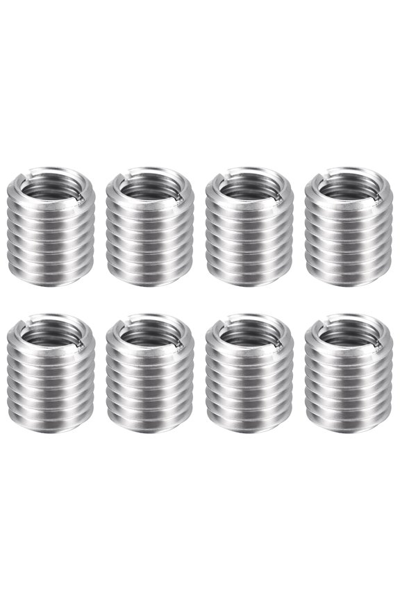 8pcs Thread Repair Inserts M18 x 2.5 Male to M14 x 2 Female Thread 25mm Long Stainless Steel Reducing Nuts Metric Self Tapping Sleeves