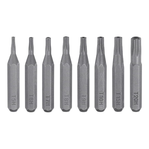 Uxcell 8pcs Torx Screwdriver Bit Set T5H-T20H 5/32" Hex Shank 28mm Length S2 Steel Magnetic Star 6 Point Head Screw Driver Drill Bit for Electric Manual Screwdrivers Precision Repair