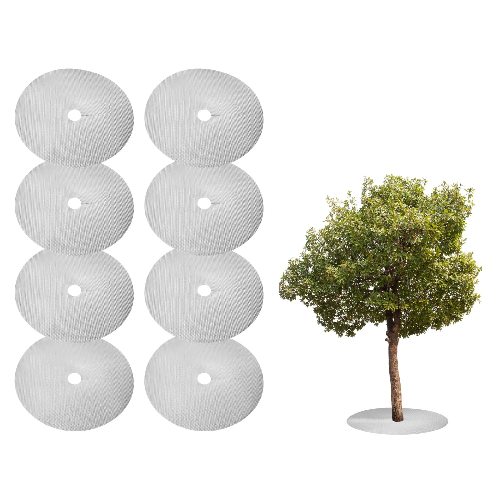 Uxcell 8pcs Tree Mulch Ring 20.5 Inch Non-Woven Round Tree Protector Weed Barrier Mat Plant Cover Rings for Weed Grass Control Root Protection, Silver