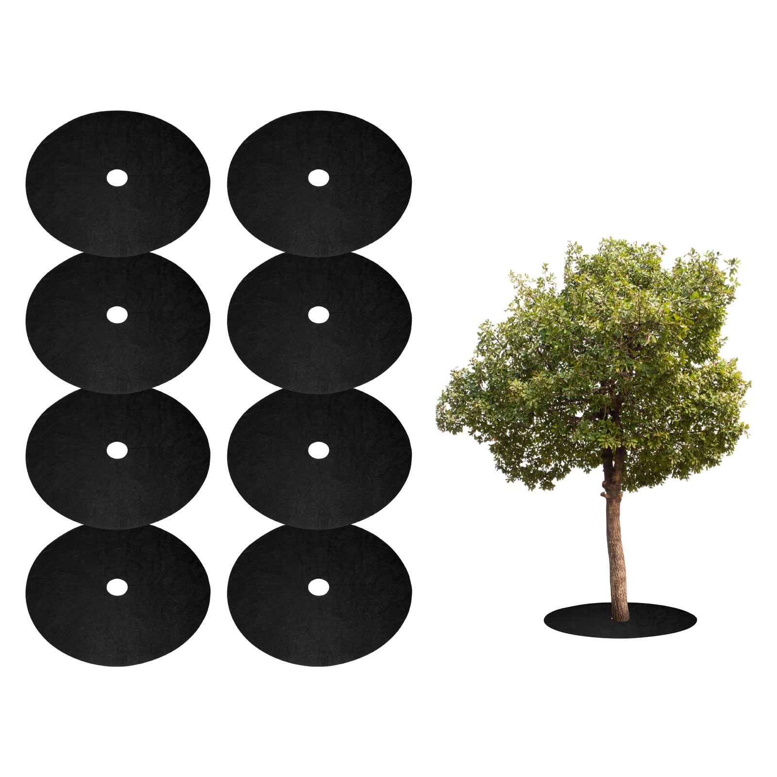 Uxcell 8pcs Tree Mulch Ring 20.5 Inch Non-Woven Round Tree Protector Weed Barrier Mat Plant Cover Rings for Weed Grass Control Root Protection, Black