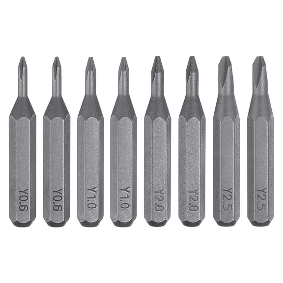 Uxcell 8pcs Tri Wings Screwdriver Bit Set Y0.6-Y2.5 5/32" Hex Shank 28mm Length S2 Steel Magnetic Y-Shaped Head Screw Driver Drill Bits for Electric Manual Screwdrivers Precision Repair