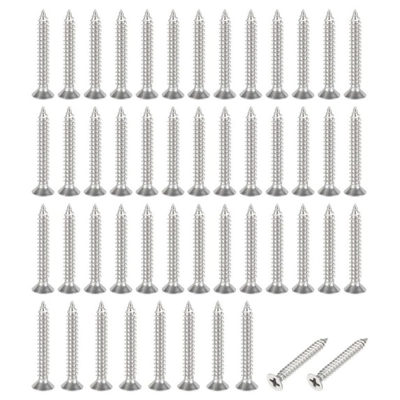 Uxcell Flat Head Sheet Metal Screws, less Steel Phillips Drive Self Tapping Wood Screws for Metal Wood Drywall #8x1-1/4" 100