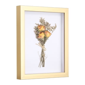 Uxcell 8x10 Inch Shadow Box Display Frame, 2cm Deep Photo Shadow Box Plastic Display Case Wall Mount & Tabletop Display for DIY Photos Flowers Memorabilia Wedding Birthday, Gold