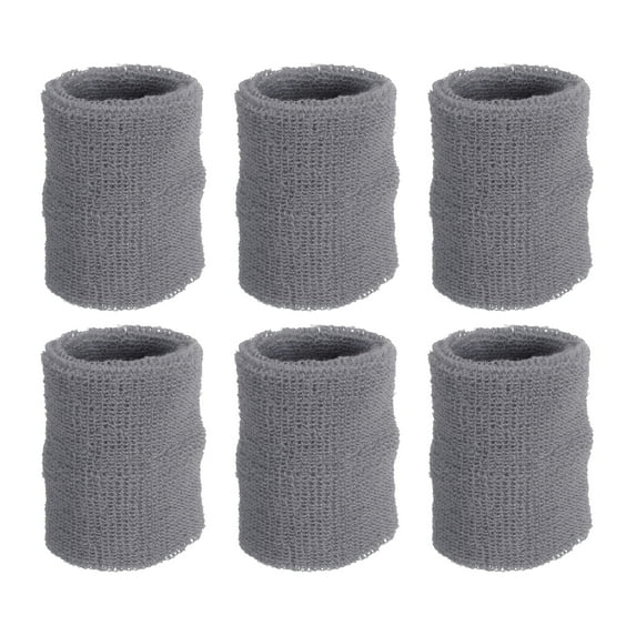 Uxcell 8x10cm Sport Wrist Bands Cotton Absorbent Athletic Sweatband, Gray, 6 Pack