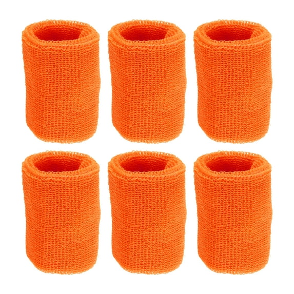 Uxcell 8x10cm Sport Wrist Bands Cotton Absorbent Athletic Sweatband, Orange, 6 Pack